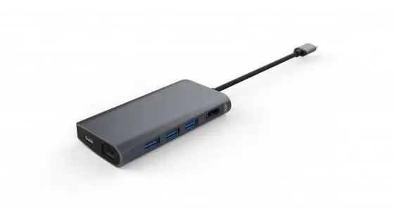 USB-C Hub 3 x USB + SD Cardreader + ethernet + HDMI + USB-C Laad aansluiting