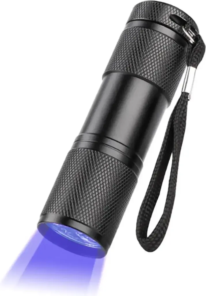 UV-zaklamp, 9 leds, controleert geld, detecteert insecten, voor binnen en buiten, aluminium behuizing, schokbestendig